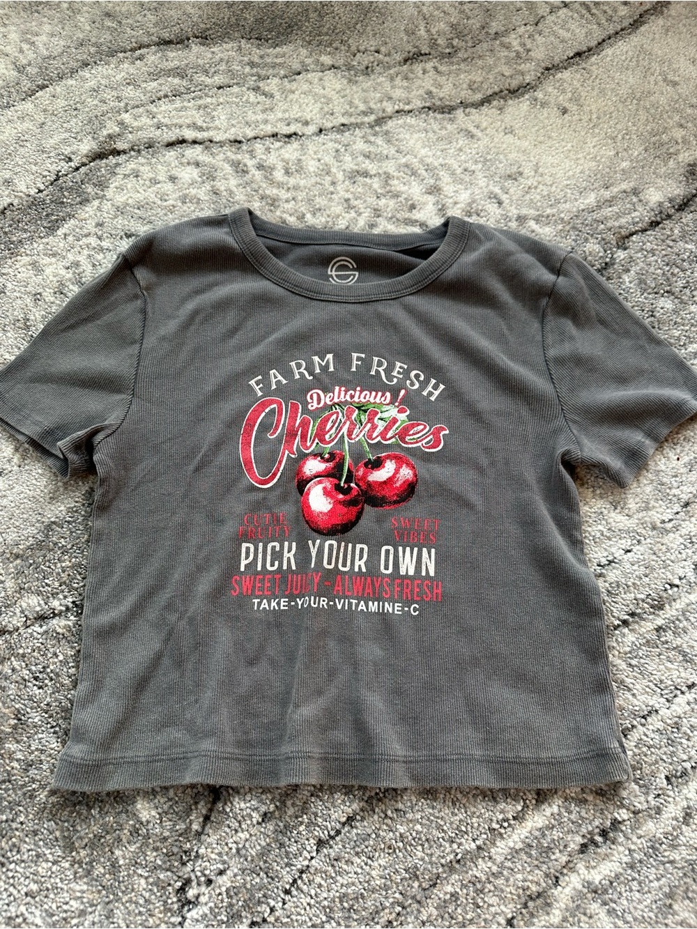 Gray 'Farm Fresh Cherries' Graphic Tee